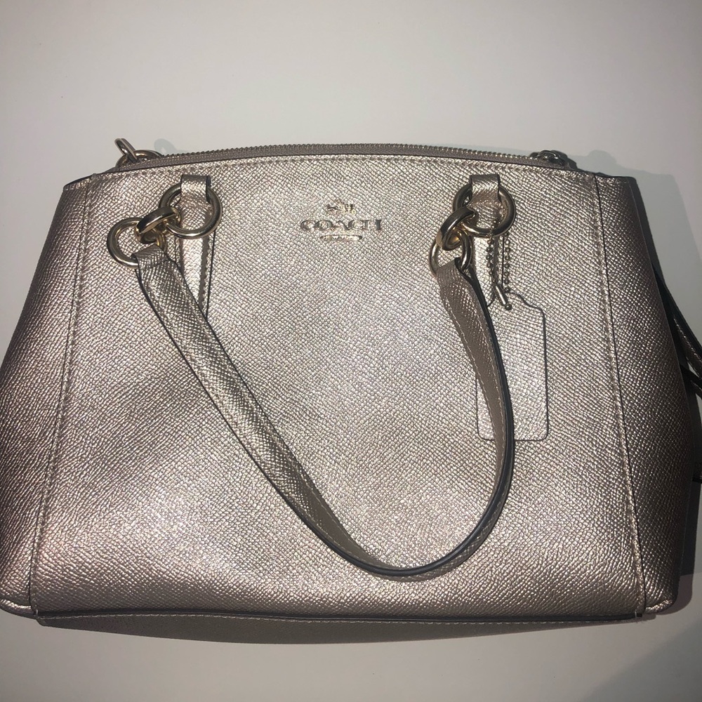 Rose Gold Leather Coach Purse